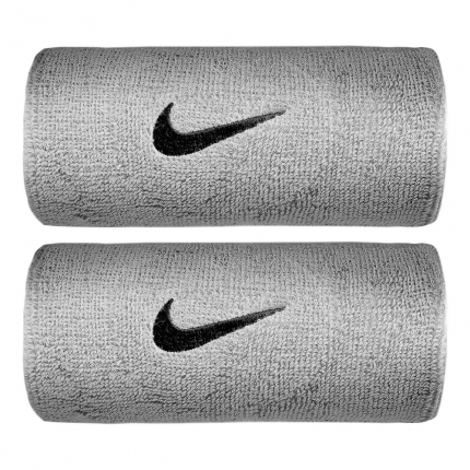 Potítka Nike Swoosh Doublewide Wristbands, matte silver