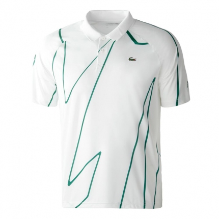 Tenis - Pánské tenisové tričko Lacoste Novak Djokovic Polo, blanc/yucca