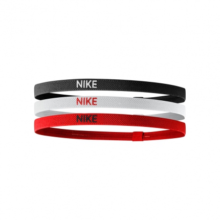 Tenis - Tenisové čelenky Nike Elastic Hairbands 3er, black/white/university red