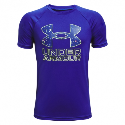 Dětské tenisové tričko Under Armour Tech Hybrid Prt Fill T-Shirt, blue/yellow