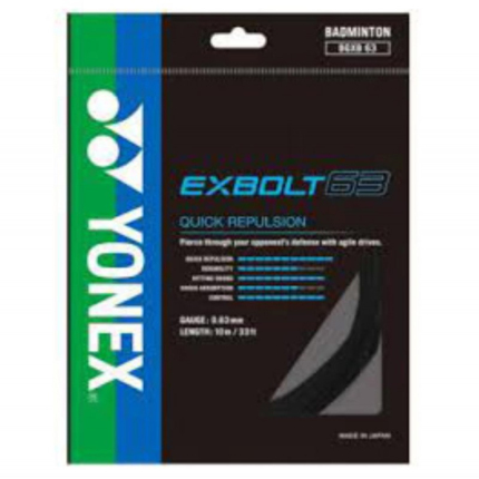 Badmintonový výplet Yonex Exbolt 63, 10m, black