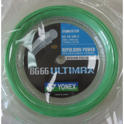 Badmintonový výplet Yonex BG 66 Ultimax, 200m, green
